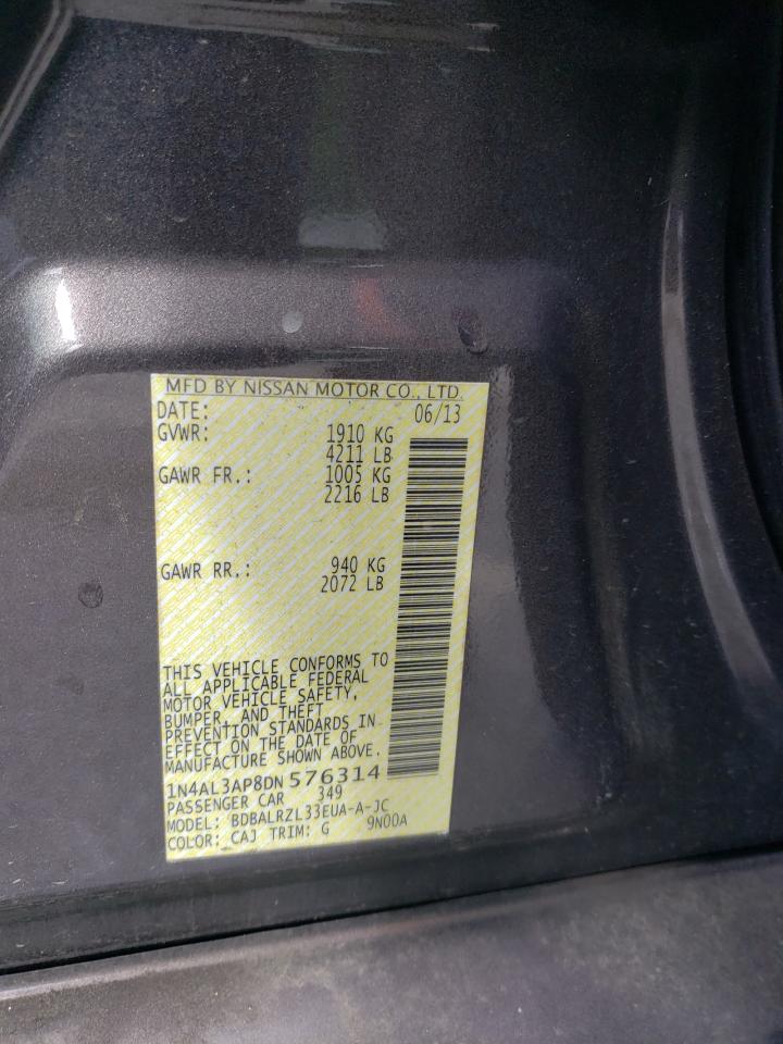 2013 Nissan Altima VIN 1N4AL3AP8DN576314 Copart auction photo, front end damage thumbnail 12