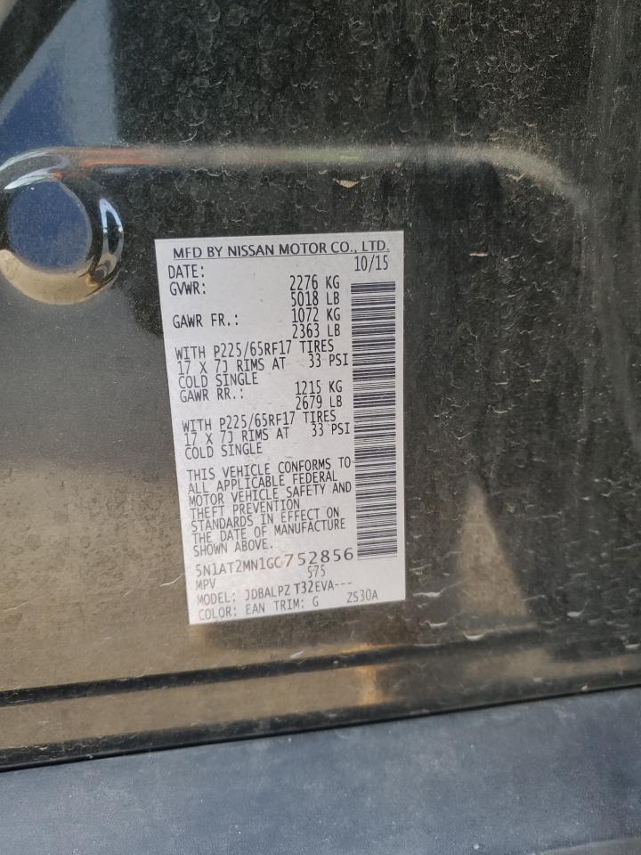 2016 Nissan Rogue VIN 5N1AT2MN1GC752856 Copart auction photo, front end / undercarriage damage thumbnail 13