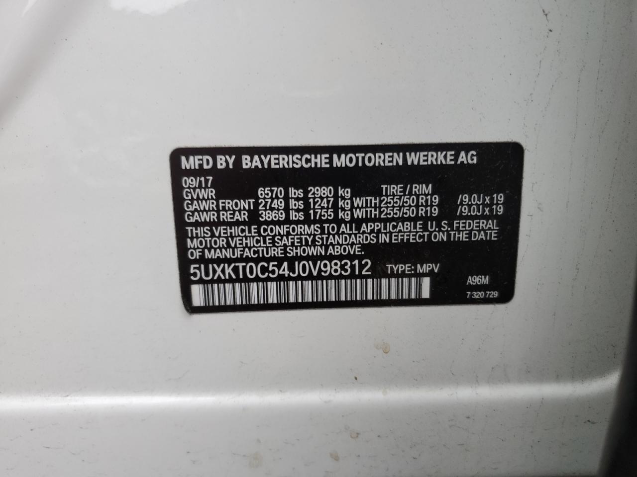 2018 BMW X5 VIN 5UXKT0C54J0V98312 Copart auction photo, front end / rear end damage thumbnail 13