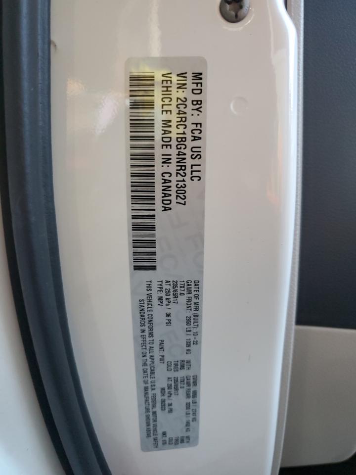 2022 Chrysler Pacifica VIN 2C4RC1BG4NR213027 Copart auction photo, mechanical damage thumbnail 13