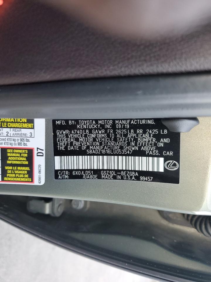 2020 Lexus ES VIN 58ADZ1B16LU053547 Copart auction photo, all over / minor dent/scratches damage thumbnail 13