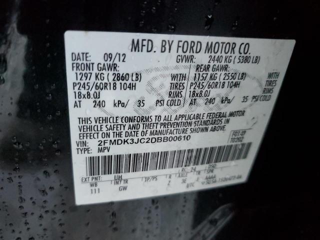 2013 Ford Edge VIN 2FMDK3JC2DBB00610 Copart auction photo, front end damage thumbnail 13