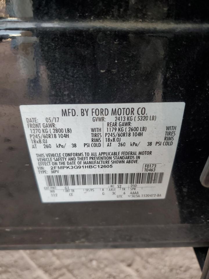 2017 Ford Edge VIN 2FMPK3G91HBC12605 Copart auction photo, front end damage thumbnail 14