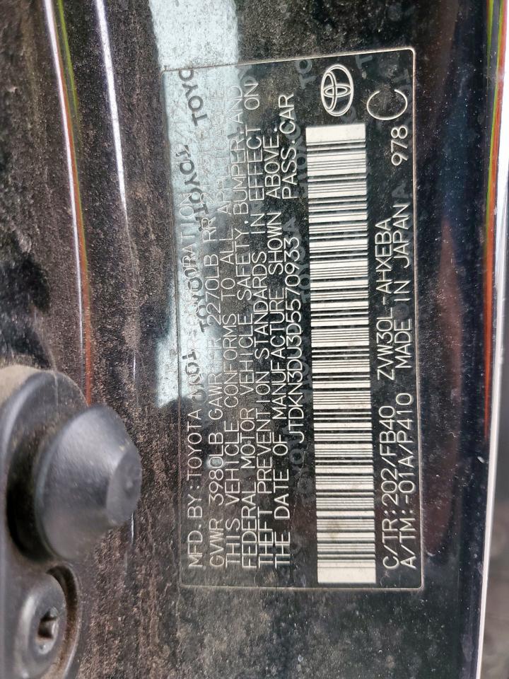 2013 Toyota Prius VIN JTDKN3DU3D5570933 Copart auction photo, rear end / side damage thumbnail 14