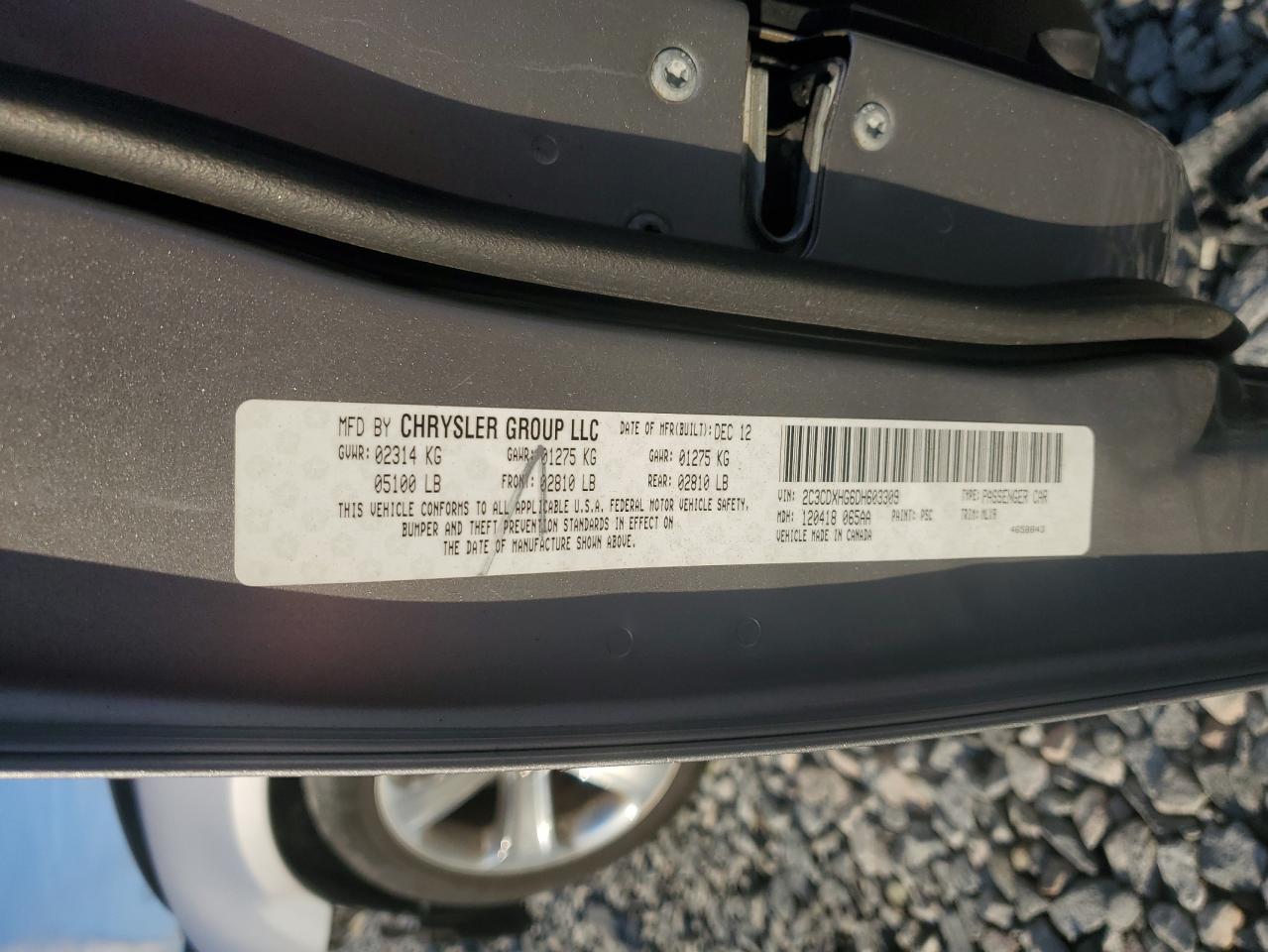 2013 Dodge Charger VIN 2C3CDXHG6DH603309 Copart auction photo, front end damage thumbnail 13