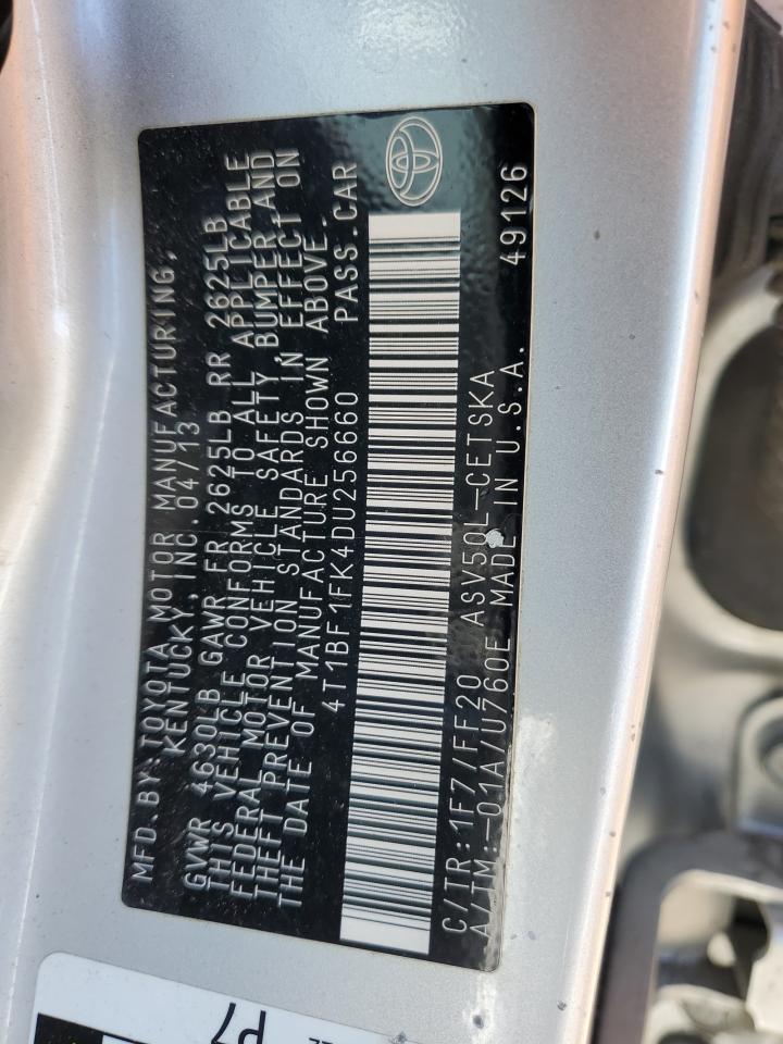 2013 Toyota Camry VIN 4T1BF1FK4DU256660 Copart auction photo, all over damage thumbnail 12