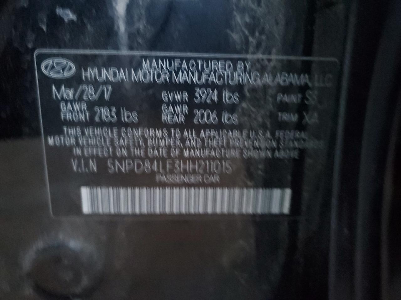 2017 Hyundai Elantra VIN 5NPD84LF3HH211015 Copart auction photo, front end damage thumbnail 13