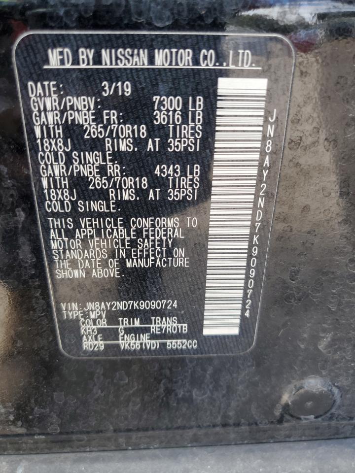 2019 Nissan Armada VIN JN8AY2ND7K9090724 Copart auction photo, front end damage thumbnail 14