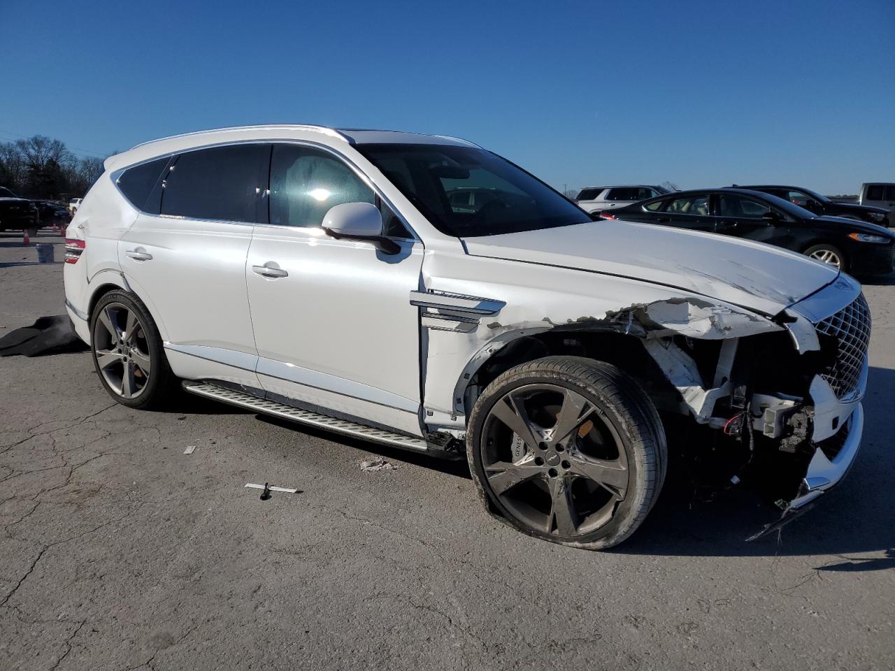 2023 Genesis Gv80 VIN KMUHCESC1PU110005 Copart auction photo, side / front end damage thumbnail 4
