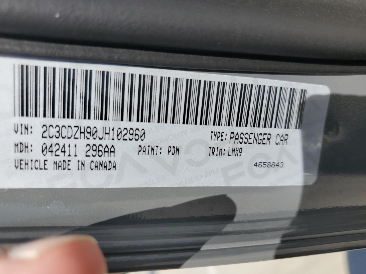 2018 Dodge Challenger VIN 2C3CDZH90JH102960 Copart auction photo, minor dent/scratches / normal wear damage thumbnail 10