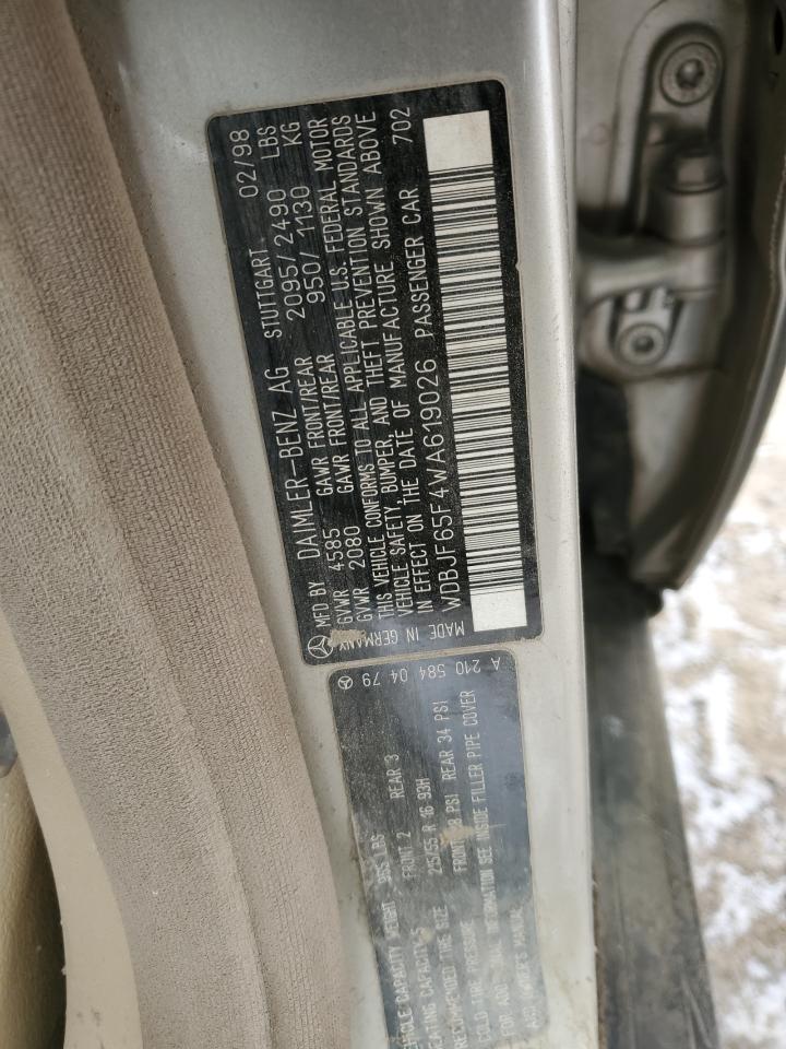 1998 Mercedes-Benz E-klasse VIN WDBJF65F4WA619026 Copart auction photo, side / front end damage thumbnail 12