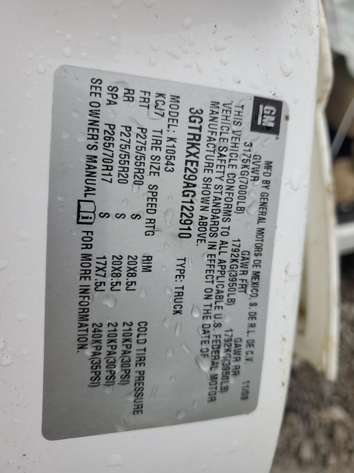 2010 GMC Sierra VIN 3GTRKXE29AG122910 Copart auction photo, all over damage thumbnail 14