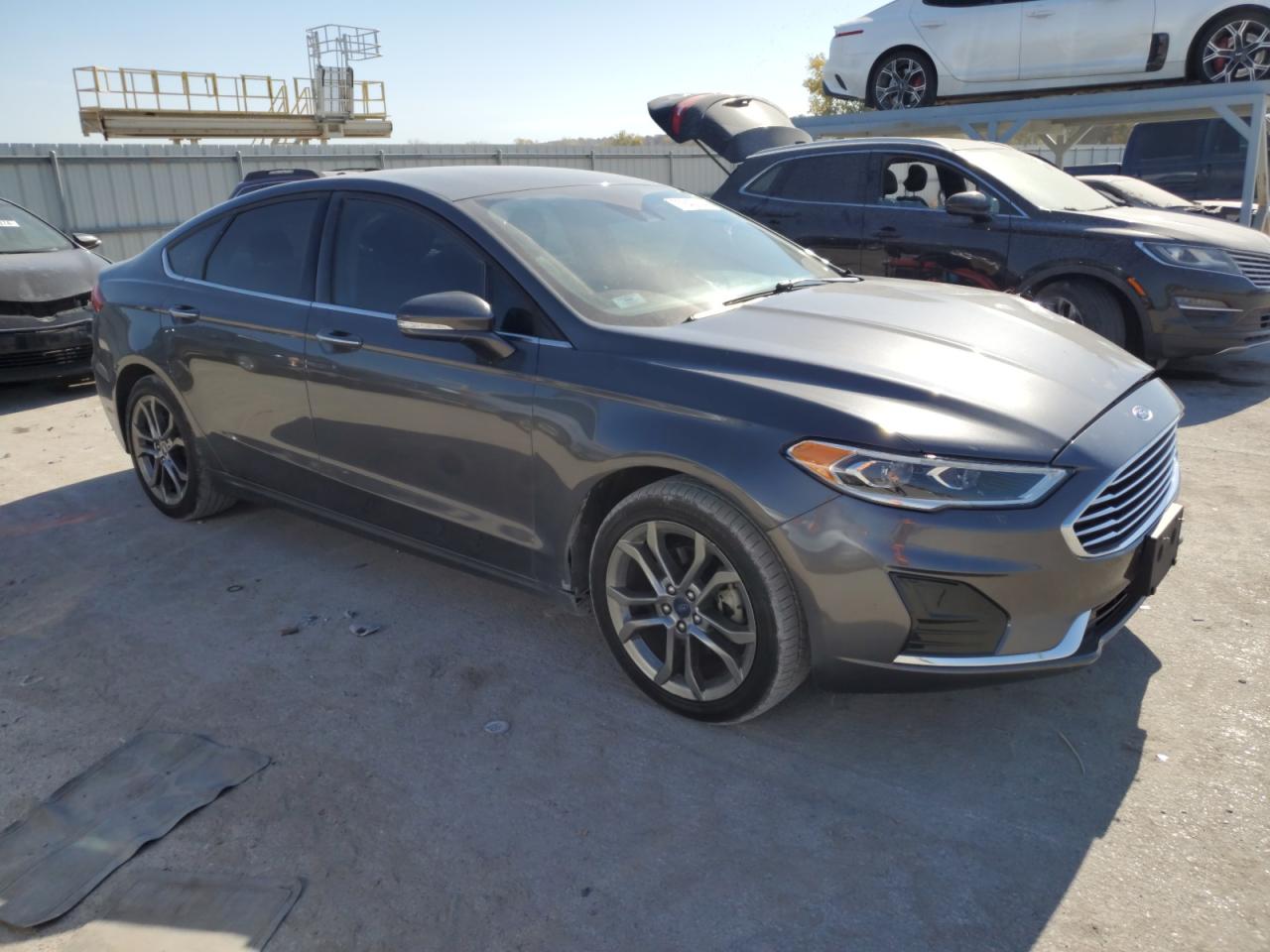 2020 Ford Fusion VIN 3FA6P0CD1LR229124 Copart auction photo, side / front end damage thumbnail 4