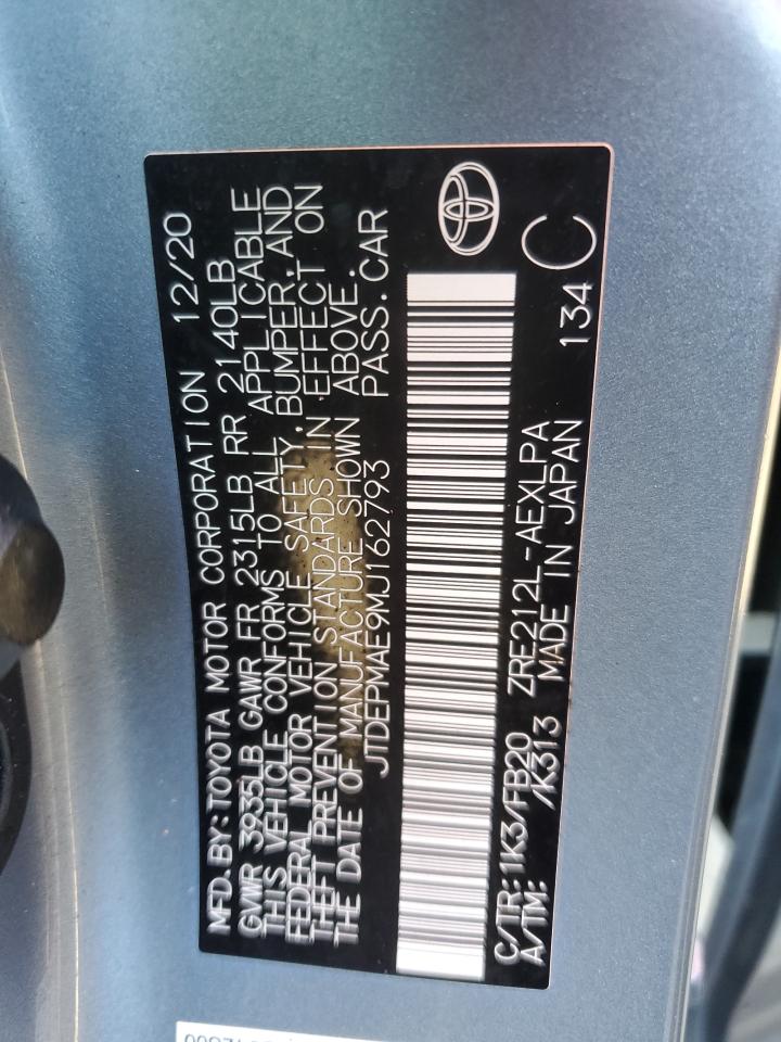 2021 Toyota Corolla VIN JTDEPMAE9MJ162793 Copart auction photo, front end damage thumbnail 13