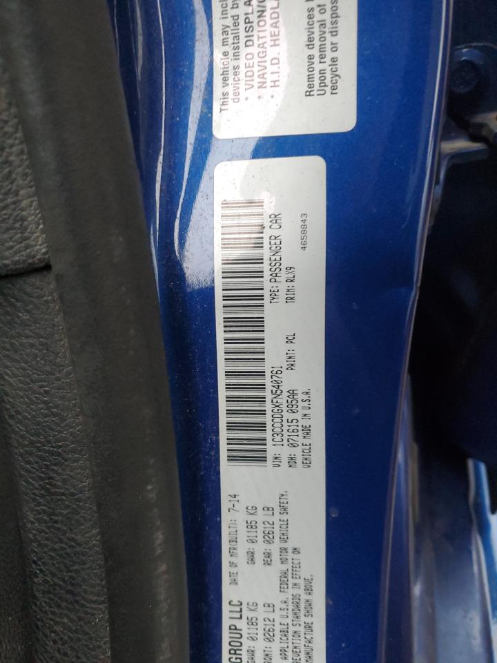 2015 Chrysler 200 VIN 1C3CCCDGXFN540761 Copart auction photo, side damage thumbnail 12