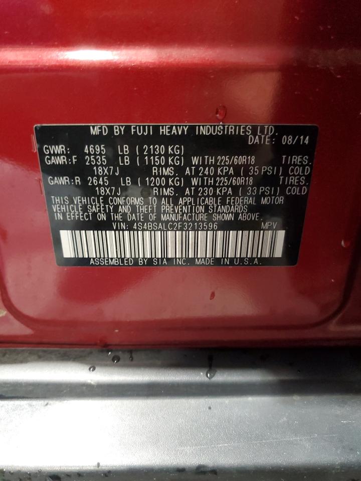 2015 Subaru Outback VIN 4S4BSALC2F3213596 Copart auction photo, front end damage thumbnail 16