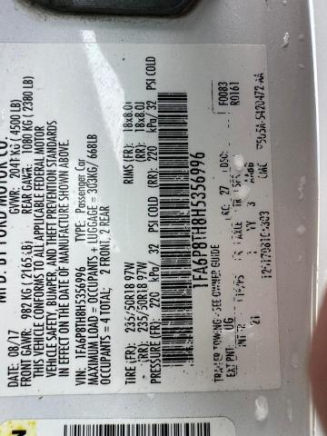 2017 Ford Mustang VIN 1FA6P8TH8H5356996 Copart auction photo, normal wear damage thumbnail 10