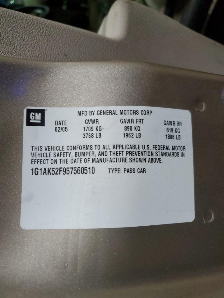 2005 Chevrolet Cobalt VIN 1G1AK52F957560510 Copart auction photo, front end damage thumbnail 12