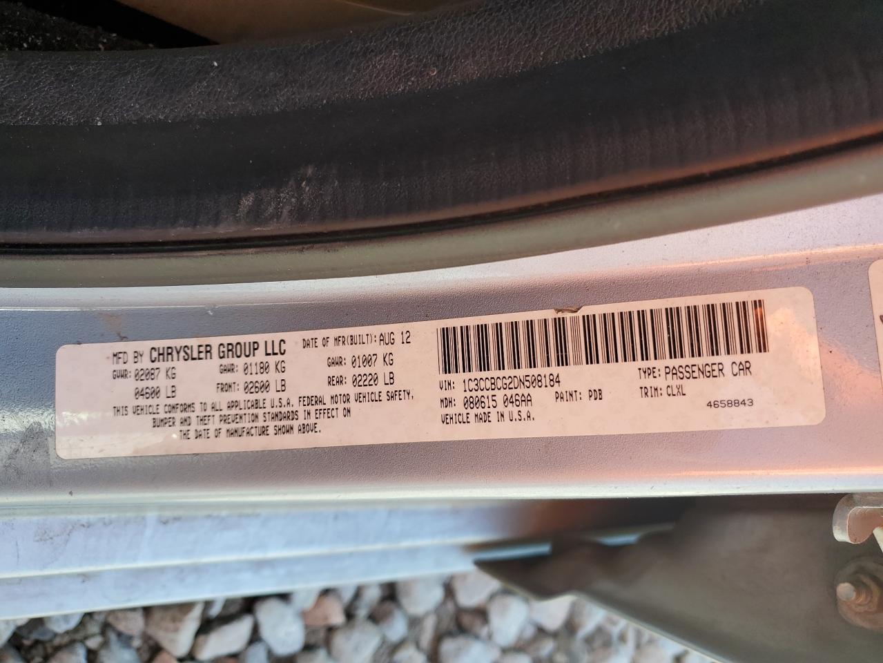 2013 Chrysler 200 VIN 1C3CCBCG2DN508184 Copart auction photo, front end / rear end damage thumbnail 14