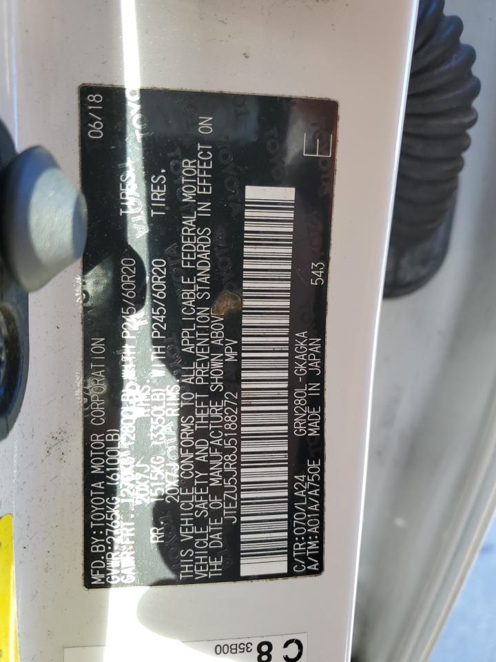 2018 Toyota 4Runner VIN JTEZU5JR8J5188272 Copart auction photo, front end damage thumbnail 16