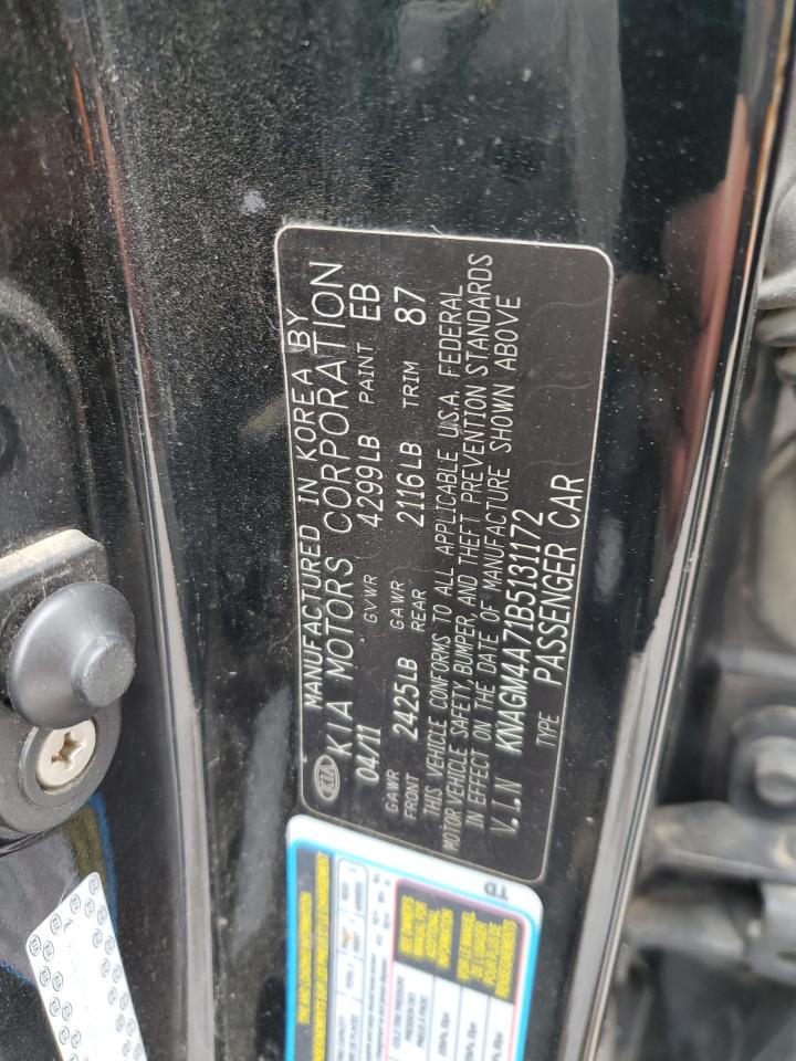 2011 KIA Optima VIN KNAGM4A71B5131172 Copart auction photo, front end / hail damage thumbnail 13