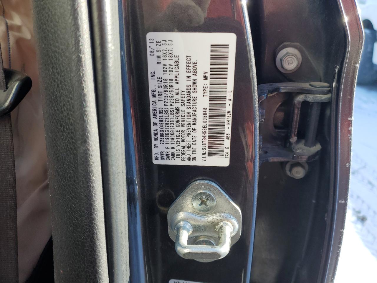 2014 Acura RDX VIN 5J8TB4H59EL005848 Copart auction photo, front end / side damage thumbnail 13