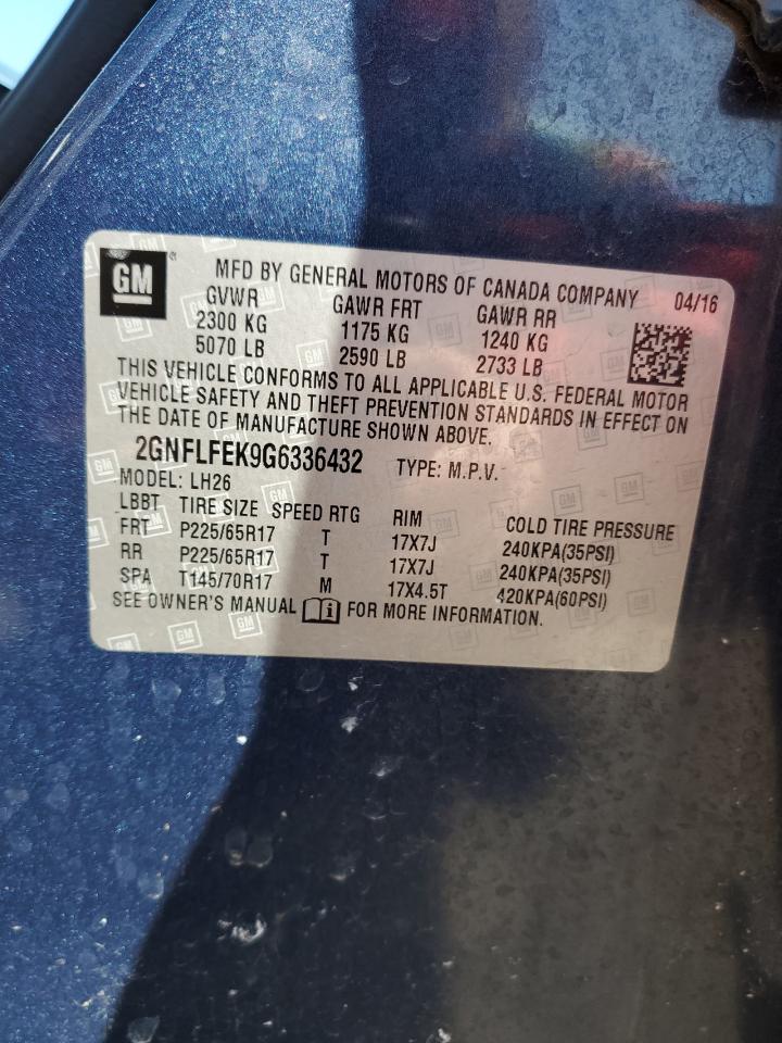 2016 Chevrolet Equinox VIN 2GNFLFEK9G6336432 Copart auction photo, front end damage thumbnail 13