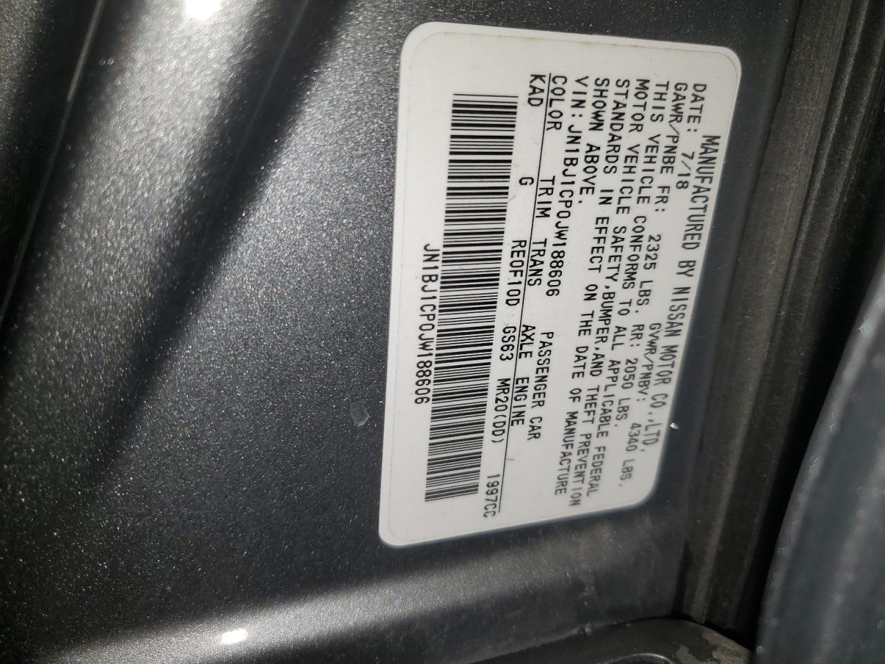 2018 Nissan Rogue VIN JN1BJ1CP0JW188606 Copart auction photo, normal wear / mechanical damage thumbnail 15