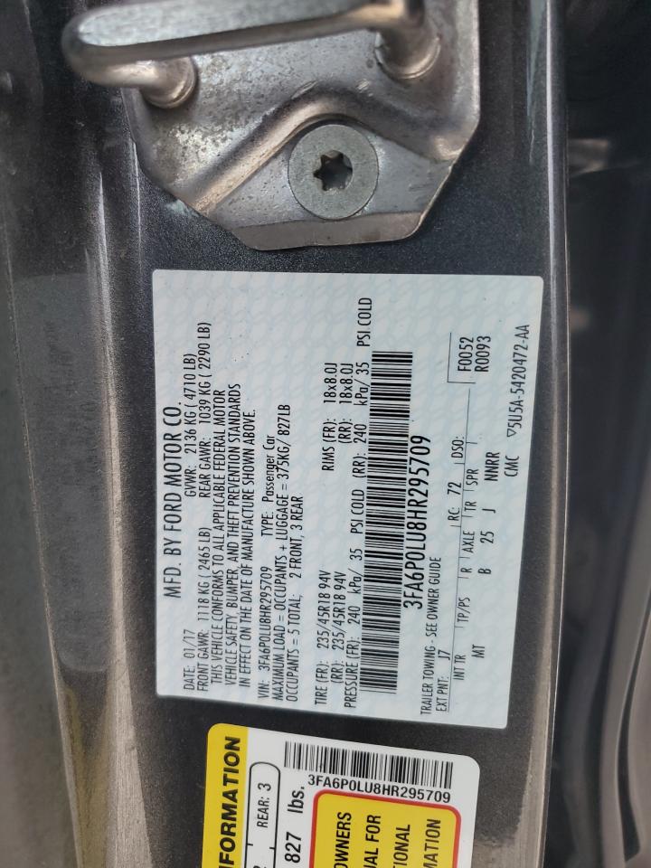 2017 Ford Fusion VIN 3FA6P0LU8HR295709 Copart auction photo, side damage thumbnail 14