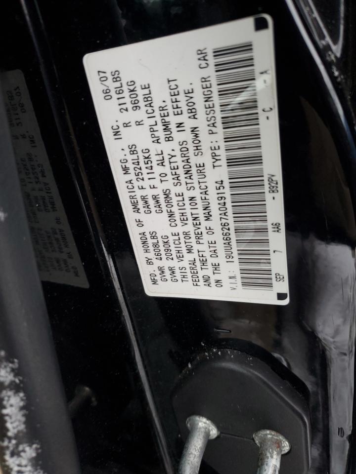 2007 Acura TL VIN 19UUA66267A049154 Copart auction photo, side damage thumbnail 12