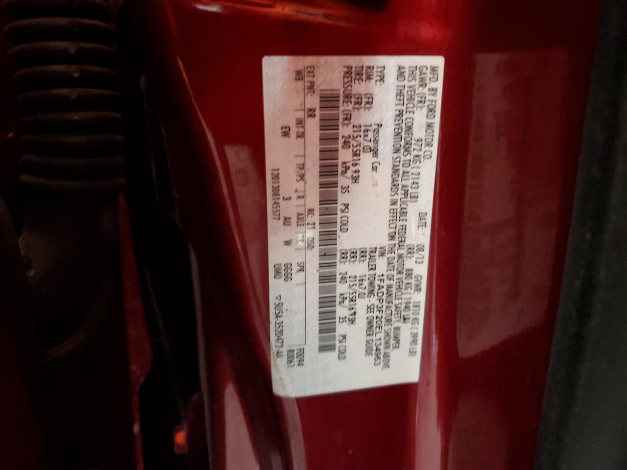 2014 Ford Focus VIN 1FADP3F20EL134963 Copart auction photo, front end / rear end damage thumbnail 12