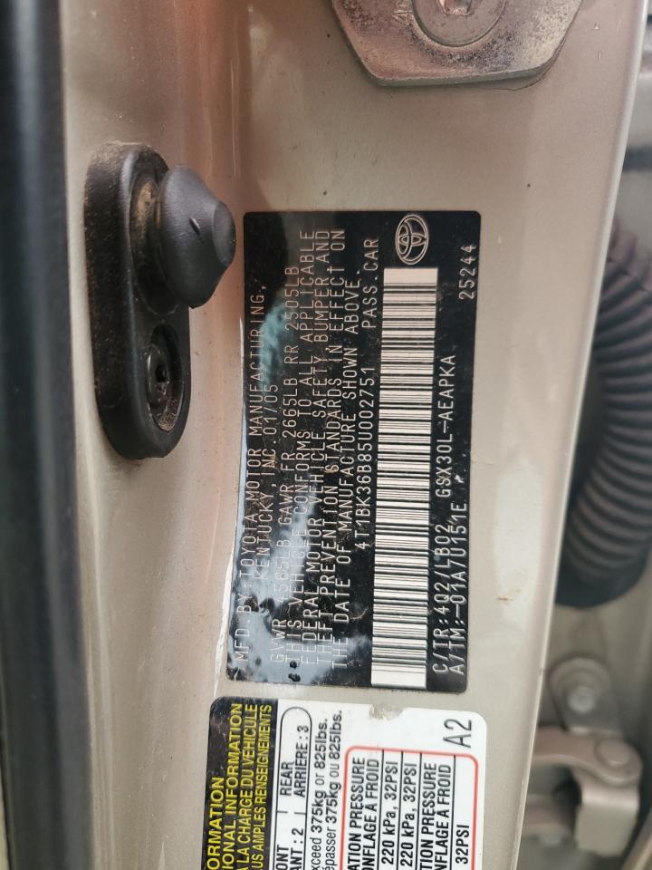 2005 Toyota Avalon VIN 4T1BK36B85U002751 Copart auction photo, all over damage thumbnail 13