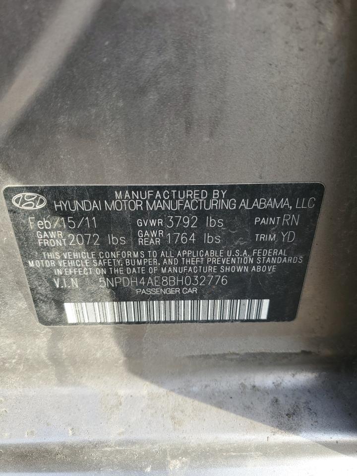2011 Hyundai Elantra VIN 5NPDH4AE8BH032776 Copart auction photo, all over damage thumbnail 13
