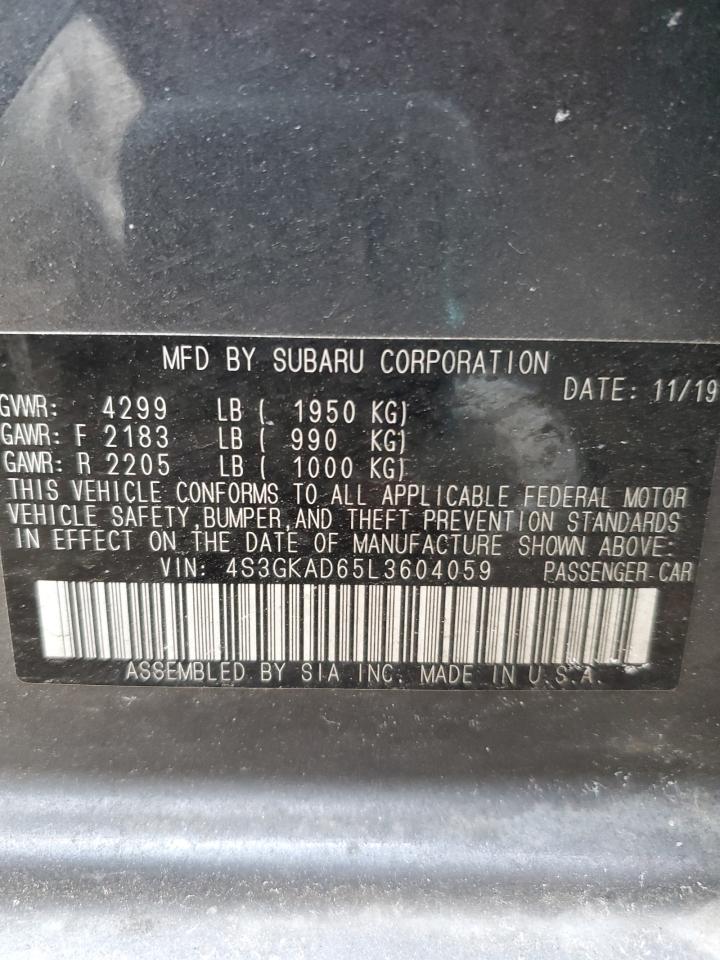 2020 Subaru Impreza VIN 4S3GKAD65L3604059 Copart auction photo, all over damage thumbnail 12