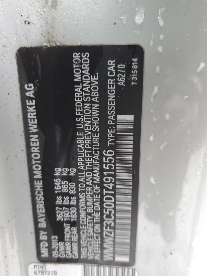 2013 MINI Cooper VIN WMWZF3C50DT491556 Copart auction photo, side / front end damage thumbnail 15