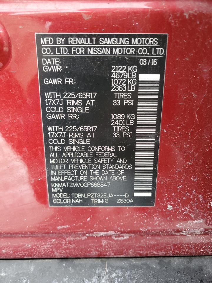 2016 Nissan Rogue VIN KNMAT2MV0GP668847 Copart auction photo, rear end / undercarriage damage thumbnail 15