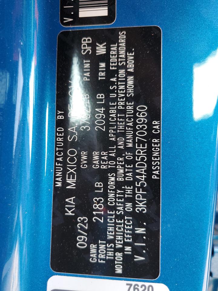 2024 KIA Forte VIN 3KPF54AD5RE703960 Copart auction photo, front end / minor dent/scratches damage thumbnail 13