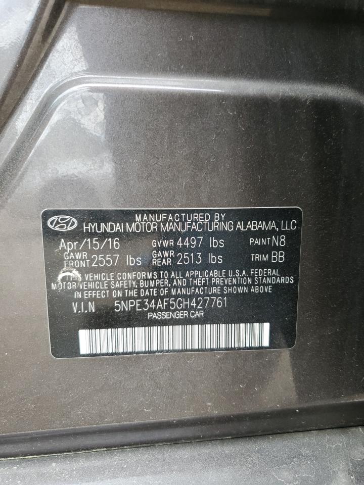2016 Hyundai Sonata VIN 5NPE34AF5GH427761 Copart auction photo, side damage thumbnail 12