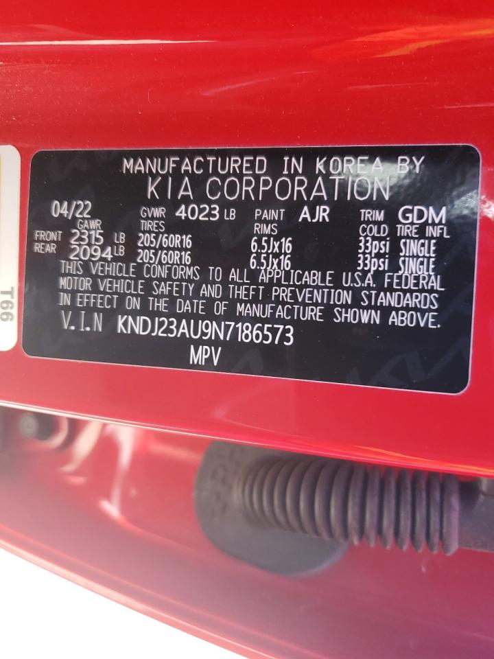 2022 KIA Soul VIN KNDJ23AU9N7186573 Copart auction photo, front end / frame damage damage thumbnail 12
