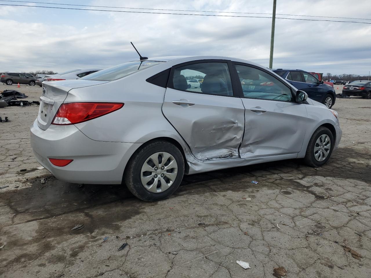 2017 Hyundai Accent VIN KMHCT4AEXHU296859 Copart auction photo, side / rear end damage thumbnail 3