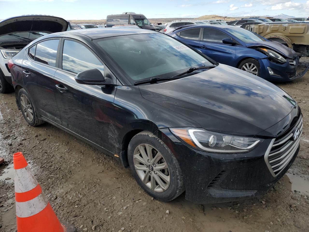 2018 Hyundai Elantra VIN KMHD84LF1JU501910 Copart auction photo, side / rear end damage thumbnail 4