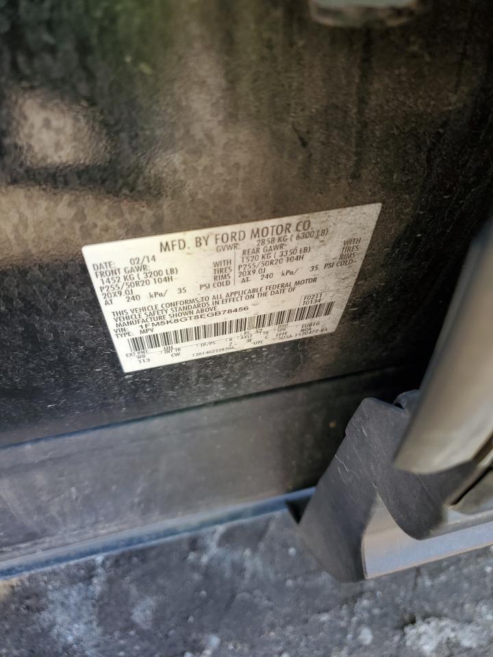 2014 Ford Explorer VIN 1FM5K8GT8EGB78456 Copart auction photo, all over damage thumbnail 13