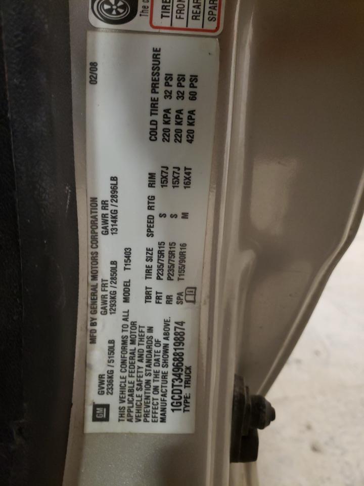 2008 Chevrolet Colorado VIN 1GCDT349688198874 Copart auction photo, frame damage damage thumbnail 12