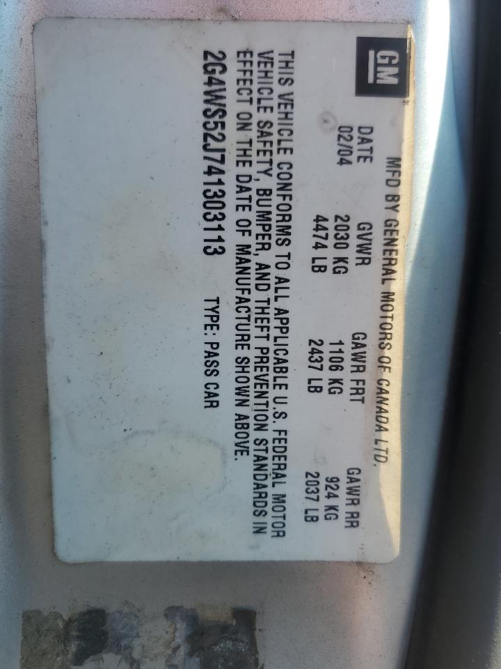 2004 Buick Century VIN 2G4WS52J741303113 Copart auction photo, front end / side damage thumbnail 12