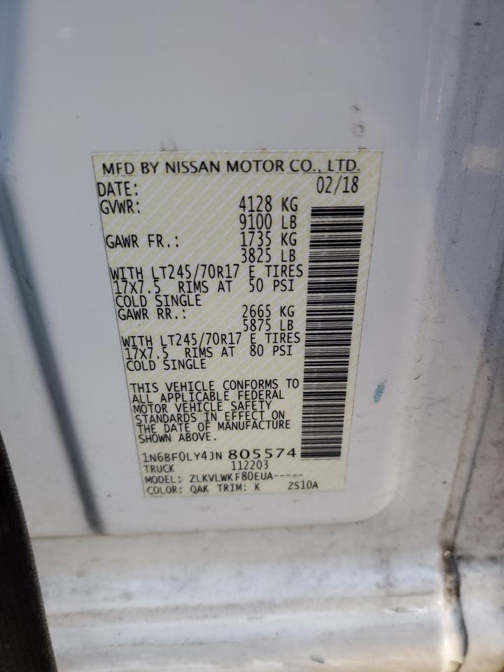 2018 Nissan NV VIN 1N6BF0LY4JN805574 Copart auction photo, front end damage thumbnail 13