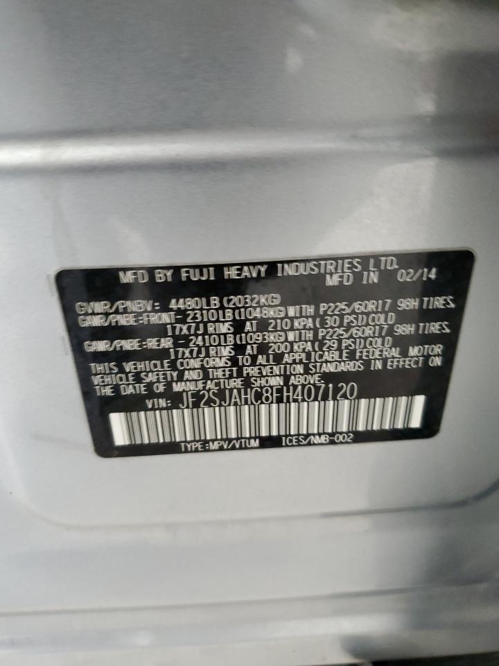2015 Subaru Forester VIN JF2SJAHC8FH407120 Copart auction photo, all over damage thumbnail 16