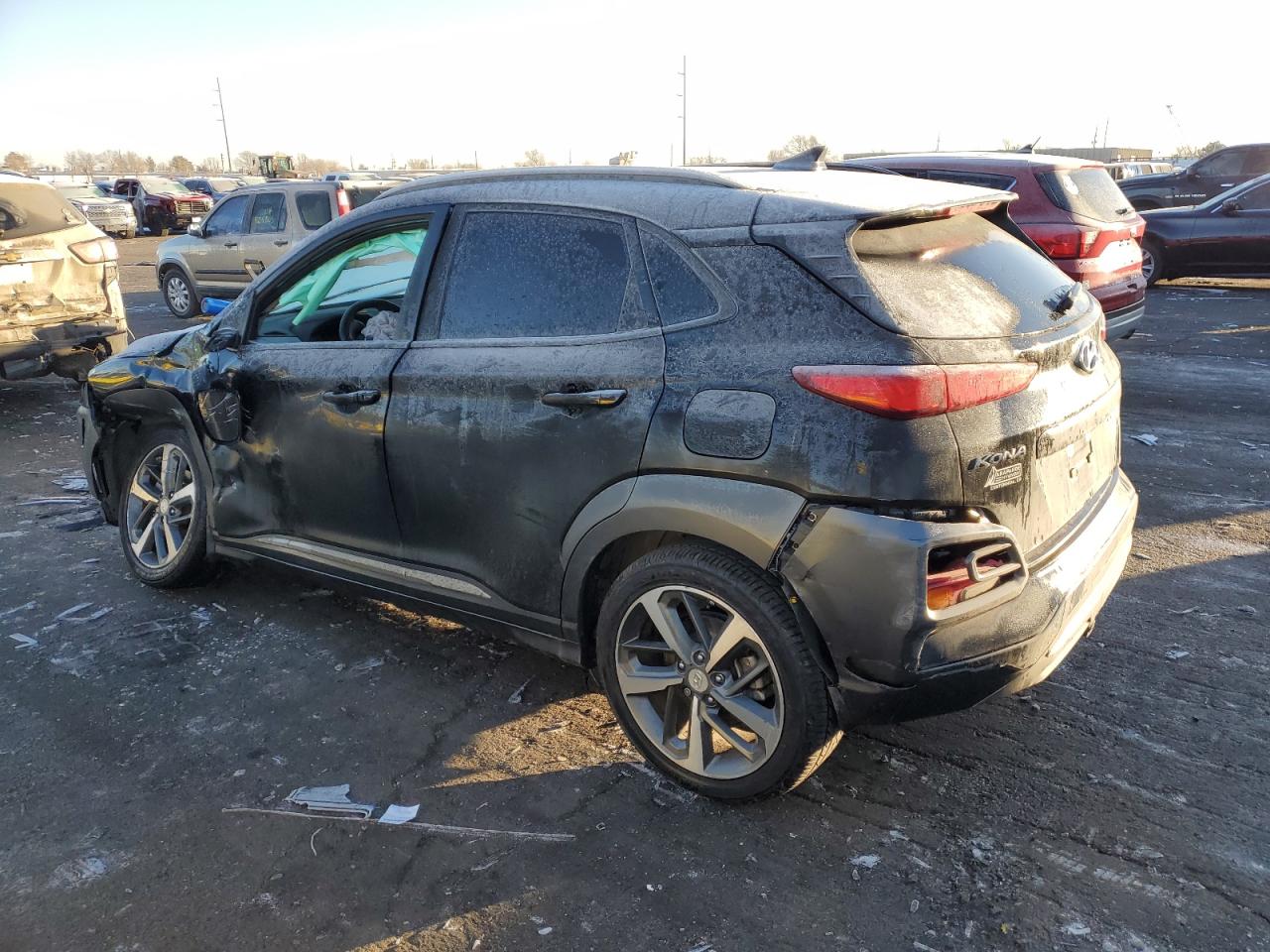 2020 Hyundai Kona VIN KM8K3CA52LU408794 Copart auction photo, side / rear end damage thumbnail 2