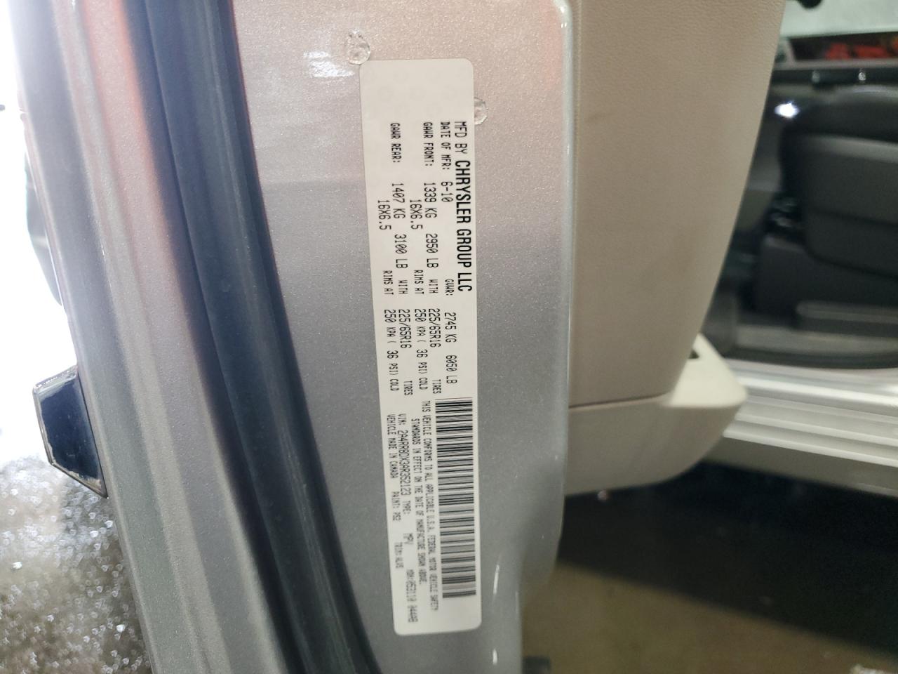 2010 Chrysler Town & Country VIN 2A4RR8DX3AR352123 Copart auction photo, front end damage thumbnail 13