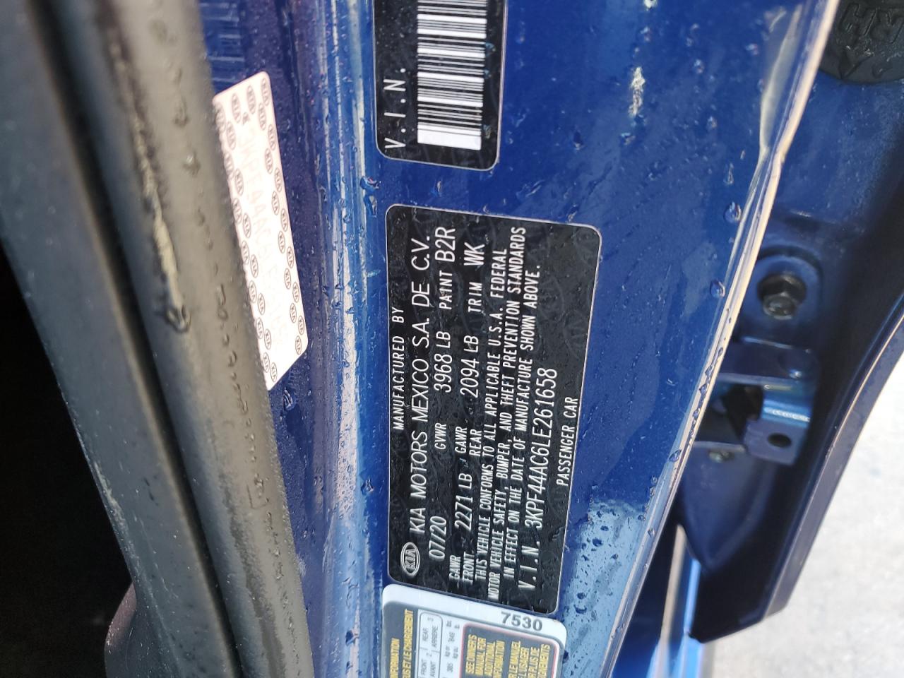2020 KIA Forte VIN 3KPF44AC6LE261658 Copart auction photo, front end / hail damage thumbnail 12