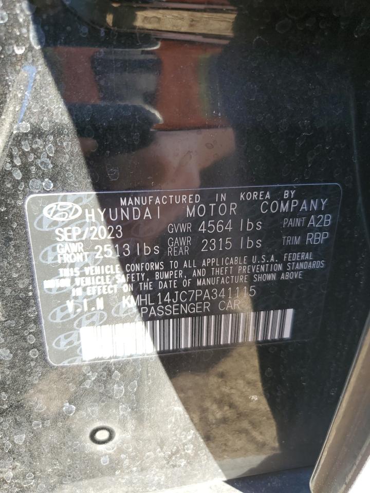 2023 Hyundai Sonata VIN KMHL14JC7PA341115 Copart auction photo, front end / hail damage thumbnail 12